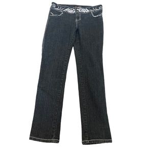 y2k embroidered pocketless low rise jeans